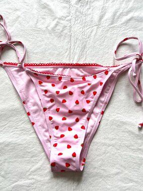 Bikini bottoms large cherry print pink red fruit swim cherries Betty Jade